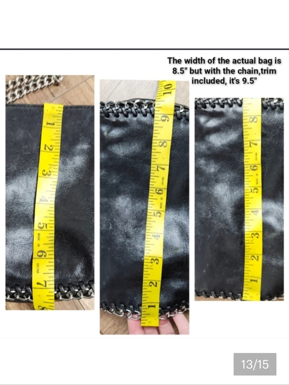 Michael Kors AQ-1211 Chelsea Black Leather Chain Messenger Crossbody HandBag - Picture 13 of 15